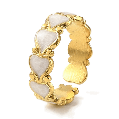 Anillo Ajustable Corazón Esmaltado | Acero Inoxidable