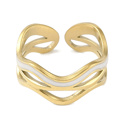  Anillo Ajustable Ondas Esmaltado | Acero Inoxidable