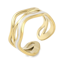  Anillo Ajustable Ondas Esmaltado | Acero Inoxidable
