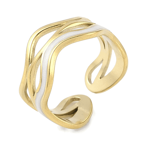 Anillo Ajustable Ondas Esmaltado | Acero Inoxidable