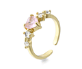 Anillo ajustable Corazón Rosado | Baño de oro 16k