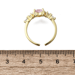  Anillo ajustable Corazón Rosado | Baño de oro 16k