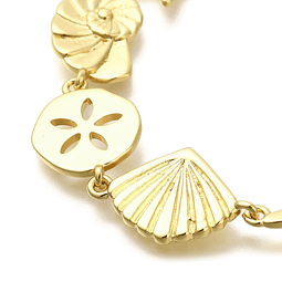 Pulsera de Estrellas, conchitas | Baño de oro 18k