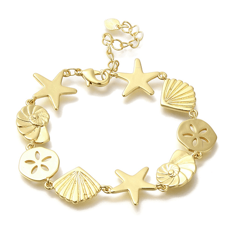 Pulsera de Estrellas, conchitas | Baño de oro 18k