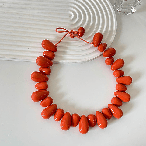 Collar Pelotas Acrílicas | Naranjo