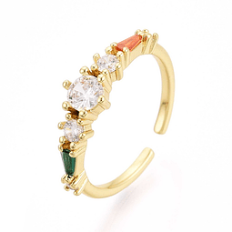  Anillo Con Circones Ajustable | Baño de oro 18k