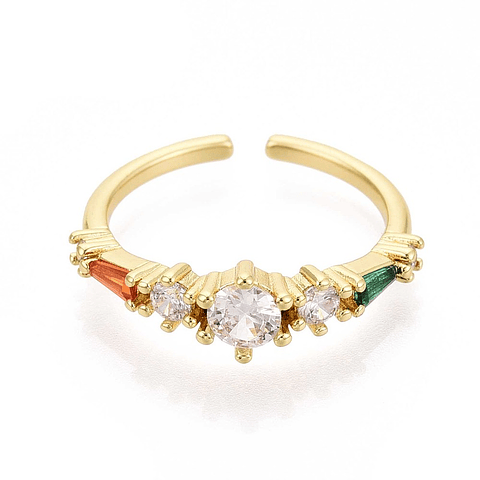 Anillo Con Circones Ajustable | Baño de oro 18k