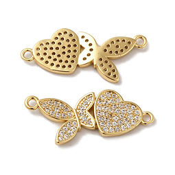 Conector Mariposa con corazón y circones | Baño de oro 18k