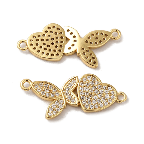 Conector Mariposa con corazón y circones | Baño de oro 18k