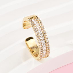 Anillo Ajustable Con Circones | Baño de oro 18k