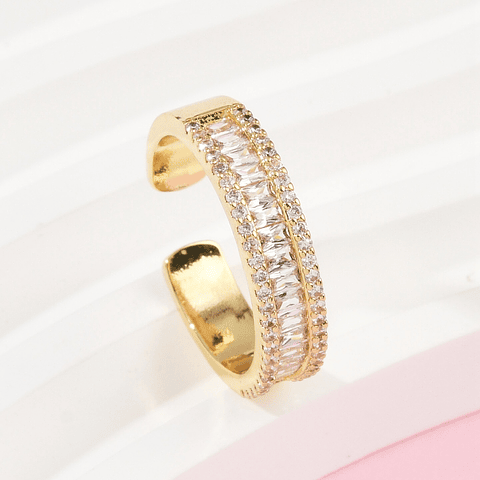 Anillo Ajustable Con Circones | Baño de oro 18k