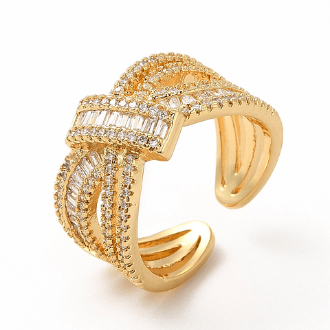 Anillo Ajustable Con Circones | baño de oro 18k