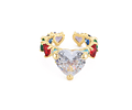 Anillo Ajustable Con Circones de Corazón | Baño de oro 18k