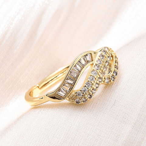 Anillo Ajustable Con Circones | Baño de oro 18k