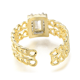  Anillo Ajustable Cadena Con Circon | Baño de oro 18k