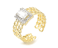Anillo Ajustable Cadena Con Circon | Baño de oro 18k