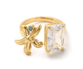 Anillo Ajustable Estrella de Mar Con Circon | Baño de oro 18k
