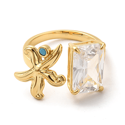  Anillo Ajustable Estrella de Mar Con Circon | Baño de oro 18k