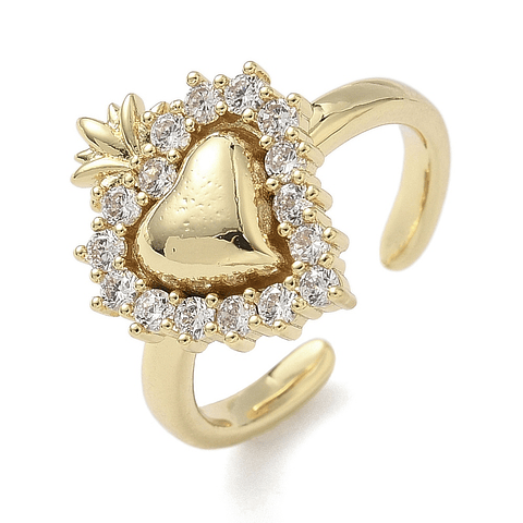 Anillo Ajustable Corazón Sagrado | Baño de oro 18k