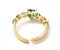 Anillo Ajustable Con Circones Verde | Baño de oro 18k