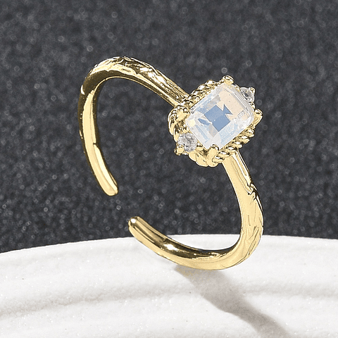 Anillo Solitario Ajustable | Baño de oro 18k