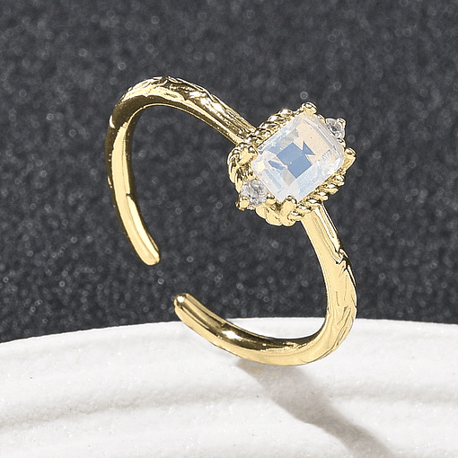 Anillo Solitario Ajustable | Baño de oro 18k