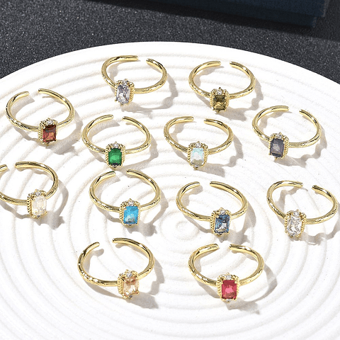 Anillo Solitario Ajustable | Baño de oro 18k