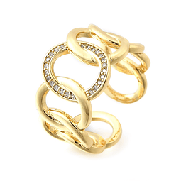  Anillo Ajustable Óvalos | Baño de oro 18k