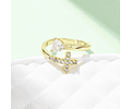 Anillo Ajustable Cruz con Circones | Baño de oro 18k