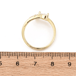  Anillo Ajustable Cruz con Circones | Baño de oro 18k