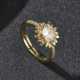  Anillo Ajustable Girasol | Baño de oro 18k