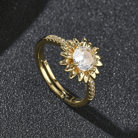 Anillo Ajustable Girasol | Baño de oro 18k