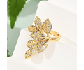 Anillo Ajustable Rama de Hojas Circones | Baño de oro 18k
