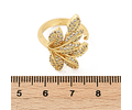 Anillo Ajustable Rama de Hojas Circones | Baño de oro 18k