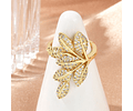 Anillo Ajustable Rama de Hojas Circones | Baño de oro 18k