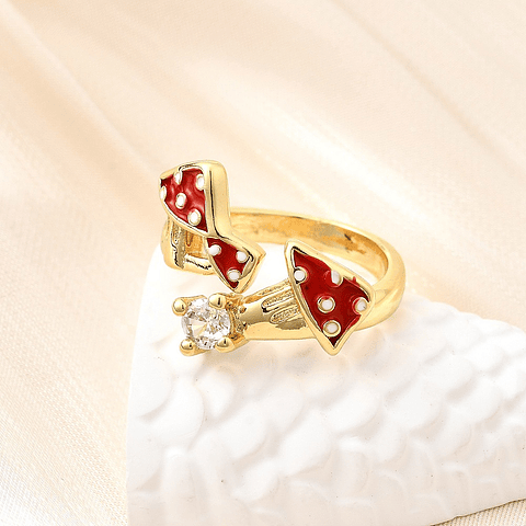 Anillo Ajustable de Honguitos | Baño de oro 18k