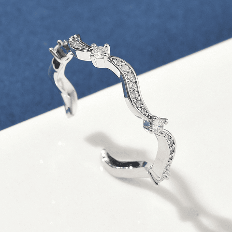 Anillo Ajustable con circones | Baño de Plata