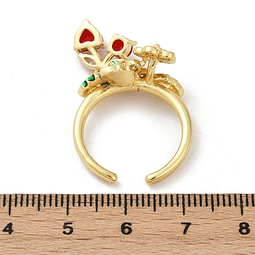  Anillo Ajustable de Cerezas | Baño de oro 18K