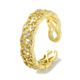  Anillo Ajustable Tejido de Circones | Baño de oro 18k