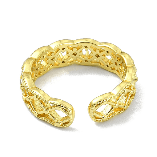Anillo Ajustable Tejido de Circones | Baño de oro 18k