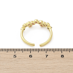  Anillo Ajustable Circones Fucsia | Baño de oro 18k