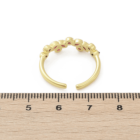 Anillo Ajustable Circones Fucsia | Baño de oro 18k