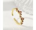 Anillo Ajustable Circones Fucsia | Baño de oro 18k