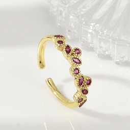  Anillo Ajustable Circones Fucsia | Baño de oro 18k