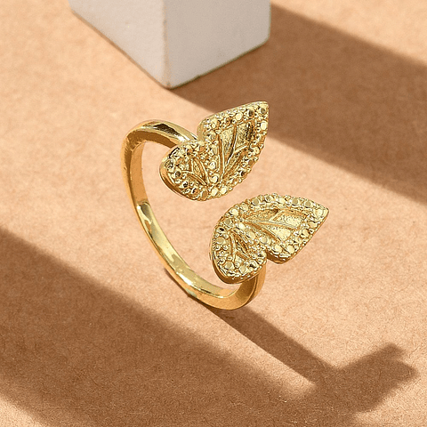 Anillo Ajustable Alas de Mariposa | Baño de oro 18k