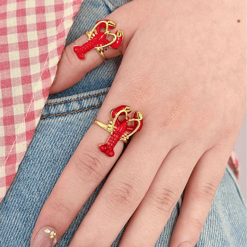 Anillo Ajustable De Langosta | Latón