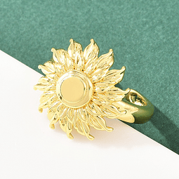  Anillo Ajustable Girasol | Baño de oro 18k