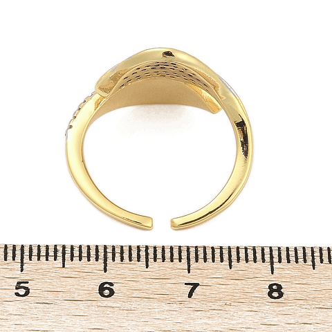 Anillo Ajustable Hojas de Circones | Baño de oro 18k