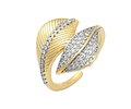 Anillo Ajustable Hojas de Circones | Baño de oro 18k
