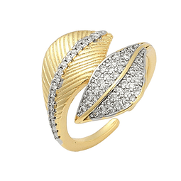  Anillo Ajustable Hojas de Circones | Baño de oro 18k